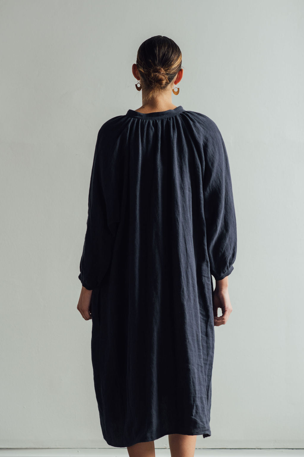 Gathered Linen Shirt Dress