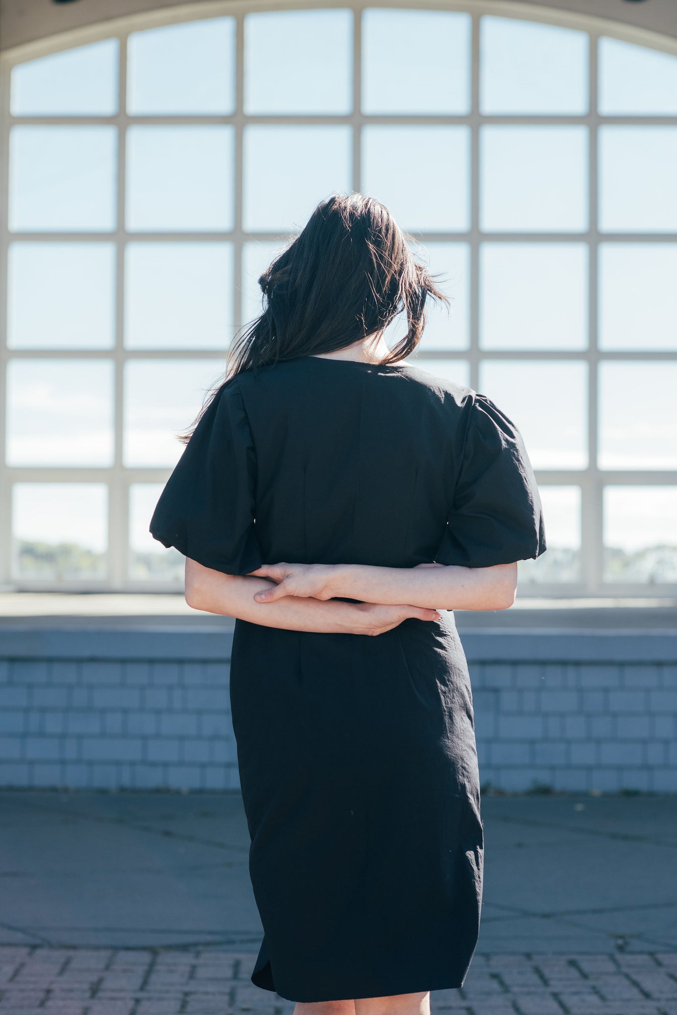 Puff Sleeve Gathered Shirt Dress