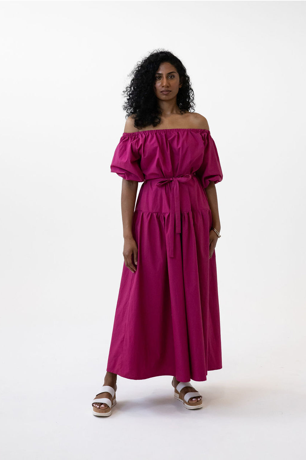 gathered maxi dress va Blue Draped Gathered Maxi Dress