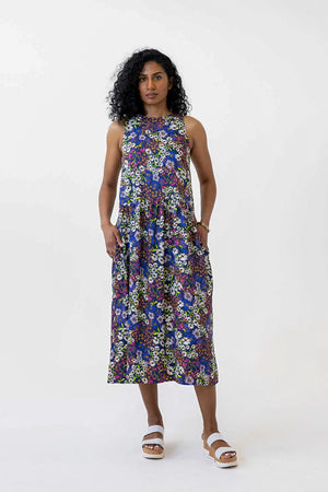 Gathered Midi Tank Dress -Print