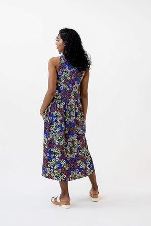 Gathered Midi Tank Dress -Print