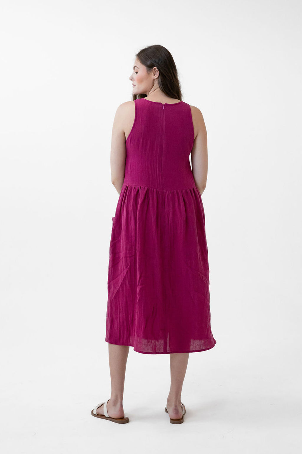 Gathered Midi Tank Dress