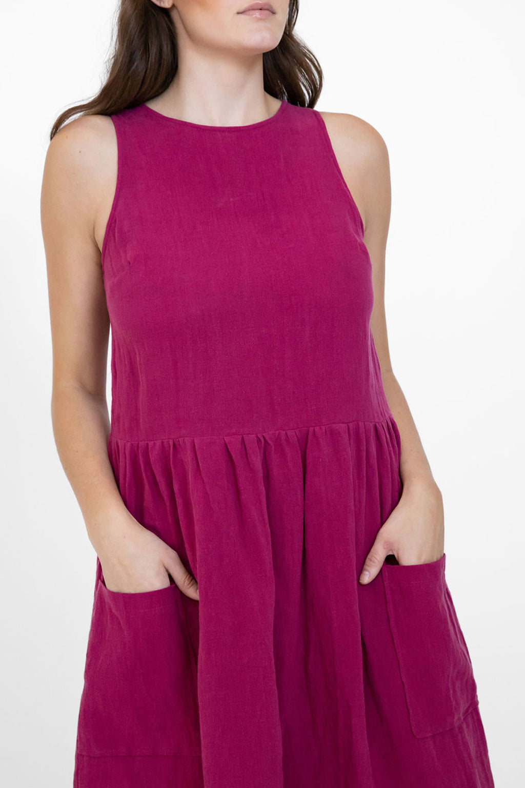 Gathered Midi Tank Dress