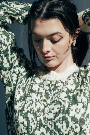 Floral Fairisle Sweater Dress 2 / Loden/Ecru