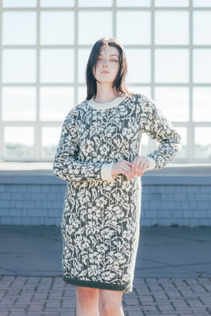 Floral Fairisle Sweater Dress 2 / Royal/Ecru